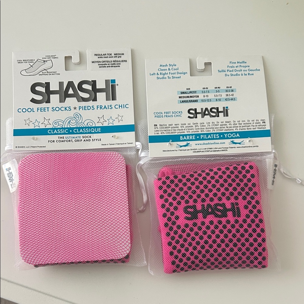 SHASHI Pink and Black Mesh Grip Socks